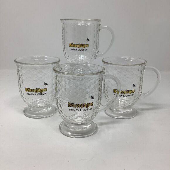 Barenjager Accessories - Bärenjäger Barenjager Honey Liqueur Glass Coffee Mug Honeycomb Pattern Set of 4